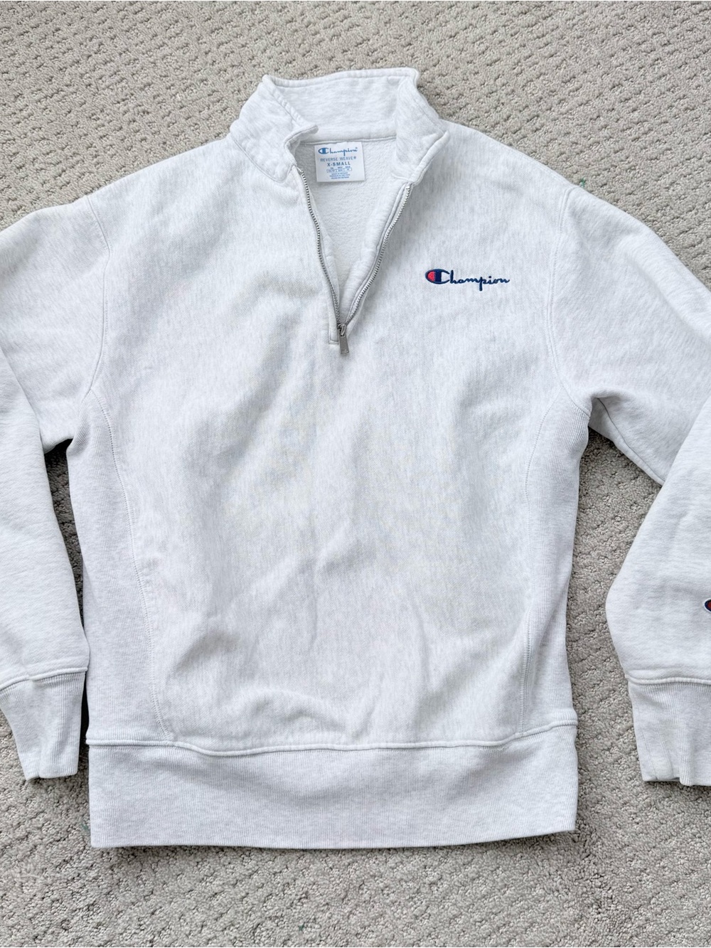 Champion Light Gray Quarter-Zip reverse weave Sweatshirt